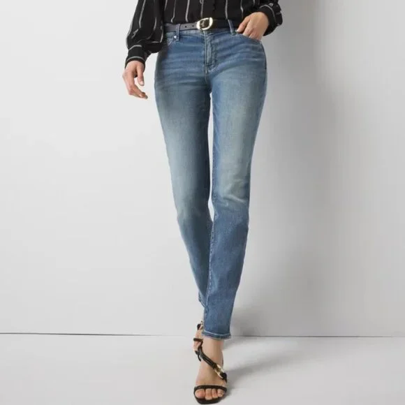 WHBM Women's The Slim Mid Rise Medium Wash Blue Jeans Size 8 - Picture 14 of 14
